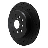 R1 93-98 Toyota Supra Rear Left Drilled & Slotted Black Brake Rotor