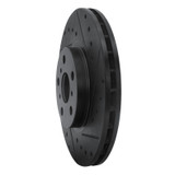 R1 90-93 Toyota Celica Front Right Drilled & Slotted Black Brake Rotor