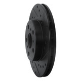 R1 90-91 Toyota Celica Front Right Drilled & Slotted Black Brake Rotor