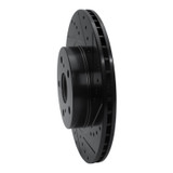 R1 86-92 Toyota Supra Front Right Drilled & Slotted Black Brake Rotor