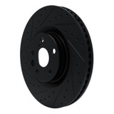 R1 11-25 Lexus IS200T Left Front Drilled & Slotted Black Brake Rotor