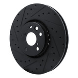 R1 06-20 Lexus GS350 Left Front Drilled & Slotted Black Brake Rotor