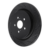R1 16-22 Lexus RX350 Rear Right Drilled & Slotted Black Brake Rotor