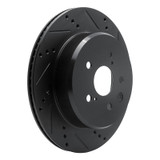 R1 06-20 Lexus IS250 Rear Right Drilled & Slotted Black Brake Rotor