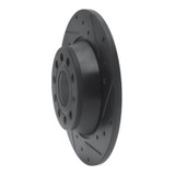 R1 05-18 Audi A3 Rear Right Drilled & Slotted Black Brake Rotor