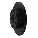 R1 05-13 Audi A3 Rear Right Drilled & Slotted Black Brake Rotor