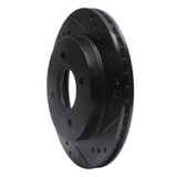 R1 95-04 Ford Contour Rear Right Drilled & Slotted Black Brake Rotor