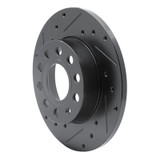 R1 05-13 Audi A3 Rear Left Drilled & Slotted Black Brake Rotor