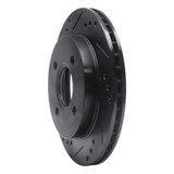 R1 95-04 Ford Contour Rear Left Drilled & Slotted Black Brake Rotor