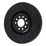 R1 04-06 Audi TT Quattro Right Front Drilled & Slotted Black Brake Rotor