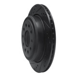R1 03-11 Lincoln Town Car Rear Left Drilled & Slotted Black Brake Rotor