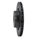 R1 08-15 Audi TTS Quattro Rear Left Drilled & Slotted Black Brake Rotor