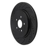 R1 13-19 Ford Police Interceptor Sedan Rear Left Drilled & Slotted Black Brake Rotor