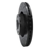 R1 05-11 Audi A6 Quattro Front Left Drilled & Slotted Black Brake Rotor