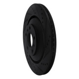 R1 04-18 Audi A8 Rear Right Drilled & Slotted Black Brake Rotor