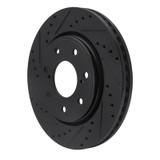 R1 10-14 Ford F-150 4WD Front Left Drilled & Slotted Black Brake Rotor