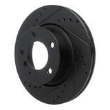 R1 05-07 BMW 120i (Mexico) Front Left Drilled & Slotted Black Brake Rotor
