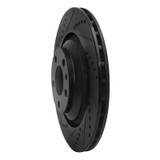 R1 05-11 Audi A6 Quattro Rear Left Drilled & Slotted Black Brake Rotor