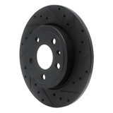 R1 00-09 Audi A4 (USA/Canada) Rear Right Drilled & Slotted Black Brake Rotor