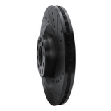 R1 01-03 Audi S8 Front Right Drilled & Slotted Black Brake Rotor