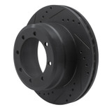 R1 05-12 Ford F-350 Super Duty 4WD Rear Left Drilled & Slotted Black Brake Rotor