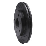 R1 04-08 Ford F-150 4WD Front Right Drilled & Slotted Black Brake Rotor