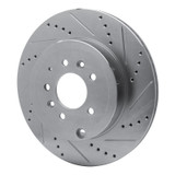 R1 07-15 Mazda CX-9 Rear Right Drilled & Slotted Silver Brake Rotor