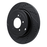 R1 08-15 Mitsubishi Lancer Rear Left Drilled & Slotted Black Brake Rotor