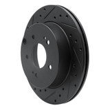 R1 06-12 Mitsubishi Eclipse Rear Left Drilled & Slotted Black Brake Rotor