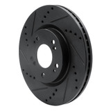 R1 04-12 Mitsubishi Galant Front Left Drilled & Slotted Black Brake Rotor