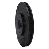 R1 03-06 Mitsubishi Lancer Front Left Drilled & Slotted Black Brake Rotor