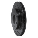 R1 88-07 Dodge Colt Front Right Drilled & Slotted Black Brake Rotor