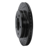 R1 97-04 Ford F-150 4WD Front Left Drilled & Slotted Black Brake Rotor