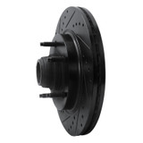 R1 97-99 Ford F-150 RWD Front Left Drilled & Slotted Black Brake Rotor