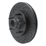 R1 97-99 Ford F-150 RWD Front Left Drilled & Slotted Black Brake Rotor