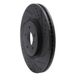 R1 08-25 Infiniti Q50 Front Right Drilled & Slotted Black Brake Rotor