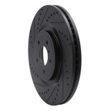 R1 08-25 Infiniti QX70 Front Left Drilled & Slotted Black Brake Rotor