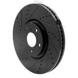 R1 07-15 Infiniti Q60 Front Left Drilled & Slotted Black Brake Rotor