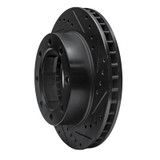 R1 80-94 Ford F-350 4WD (Excl Super Duty) Front Right Drilled & Slotted Black Brake Rotor