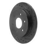 R1 04-15 Infiniti QX56 Rear Right Drilled & Slotted Black Brake Rotor