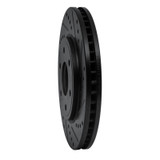 R1 05-21 Nissan Frontier Front Right Drilled & Slotted Black Brake Rotor