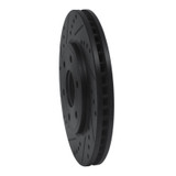R1 05-21 Nissan Frontier Front Left Drilled & Slotted Black Brake Rotor