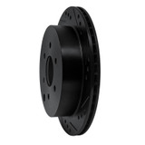 R1 05-25 Nissan Frontier Rear Right Drilled & Slotted Black Brake Rotor
