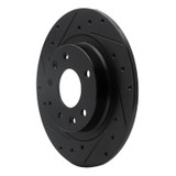 R1 16-18 Mazda CX-3 Rear Left Drilled & Slotted Black Brake Rotor