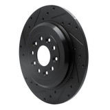 R1 05-19 Ford Five Hundred Rear Left Drilled & Slotted Black Brake Rotor