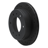 R1 88-95 Nissan Pathfinder Rear Left Drilled & Slotted Black Brake Rotor