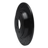 R1 15-23 Ford Mustang Rear Left Drilled & Slotted Black Brake Rotor