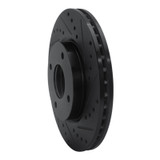 R1 07-14 Nissan Cube Front Right Drilled & Slotted Black Brake Rotor