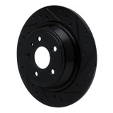R1 13-20 Ford Fusion Rear Right Drilled & Slotted Black Brake Rotor