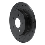 R1 12-18 Ford Focus Rear Left Drilled & Slotted Black Brake Rotor